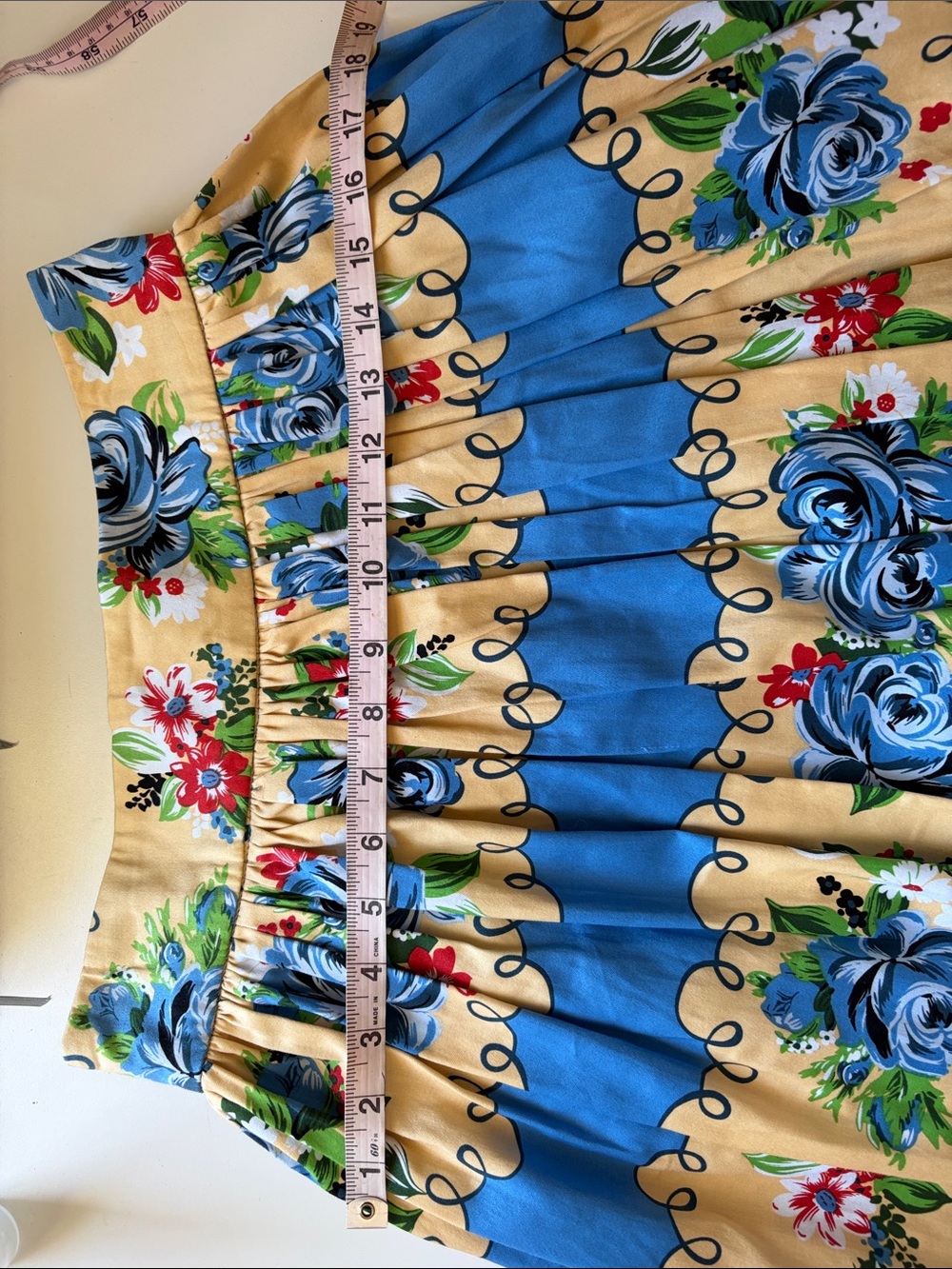 Lindy Bop Blue & Cream Floral A-Line Skirt vintage style size US 6 BNWT - Picture 9 of 13